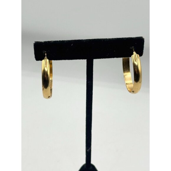 Vintage Monet gold tone Hoop Earrings - Picture 3 of 7